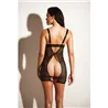 Fishnet and Vinyl Babydoll with D-Ring and Metal Clasp