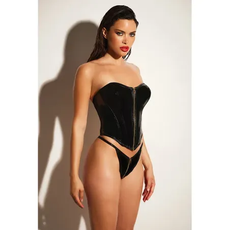 Vinyl Bustier with Front Zipper and Panty Set