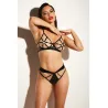 Open Cup Caged Bra with Grommet Tape Strapping and Panty