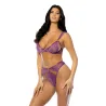 Lace and Mesh Underwire Bra with Thong Set