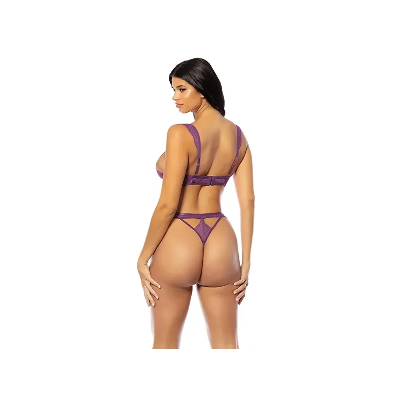 Lace and Mesh Underwire Bra with Thong Set