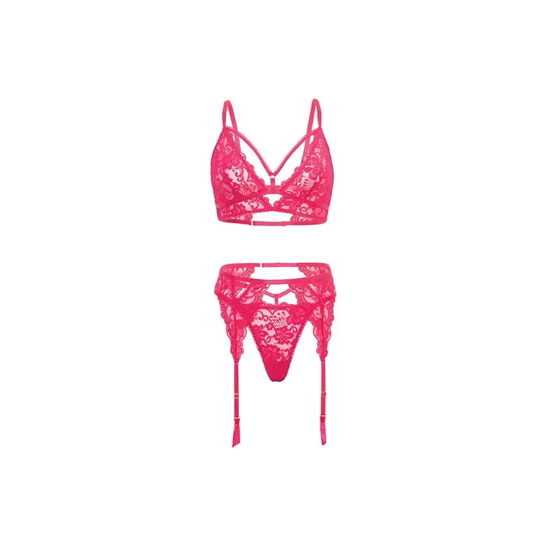 Aphrodite Lace Keyhole Bralette Set with Garters and G-String