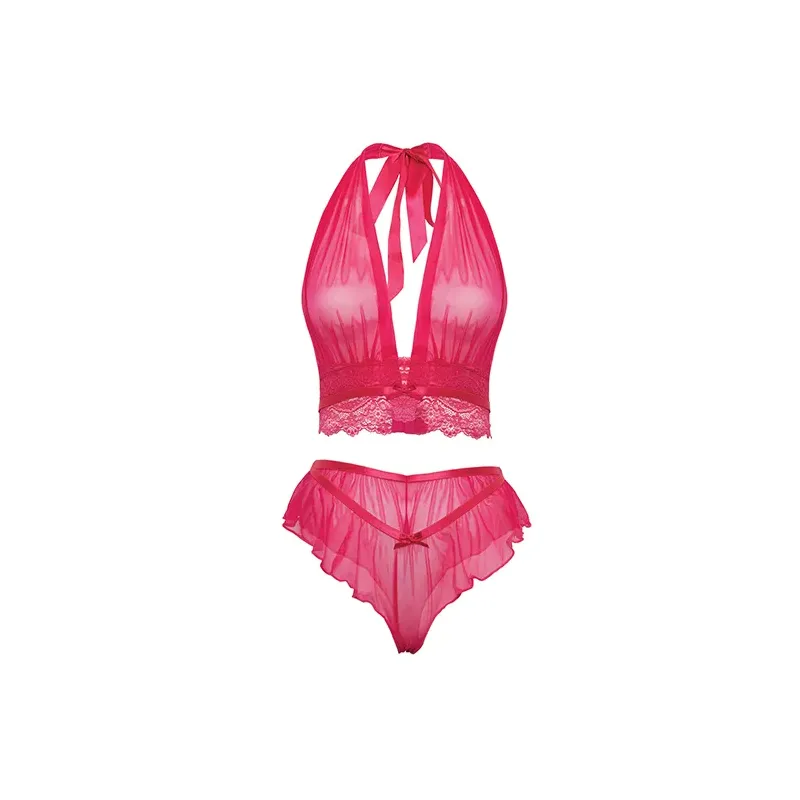 Maylah Mesh and Lace Halter Bralette Set