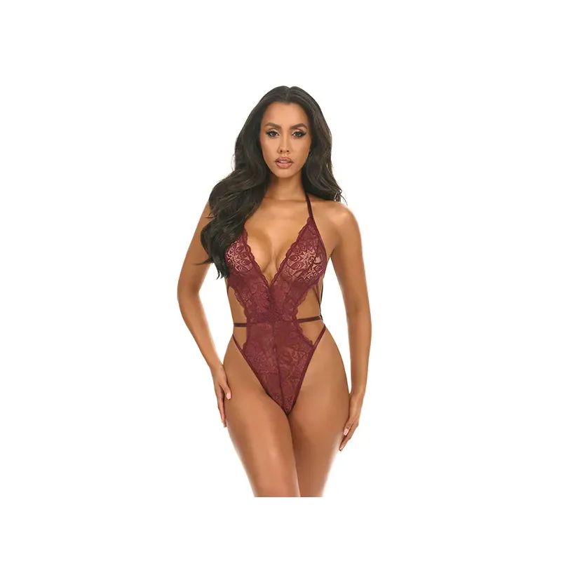 Lina Lace Halter Teddy with Ring Detail