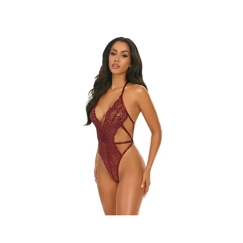 Lina Lace Halter Teddy with Ring Detail