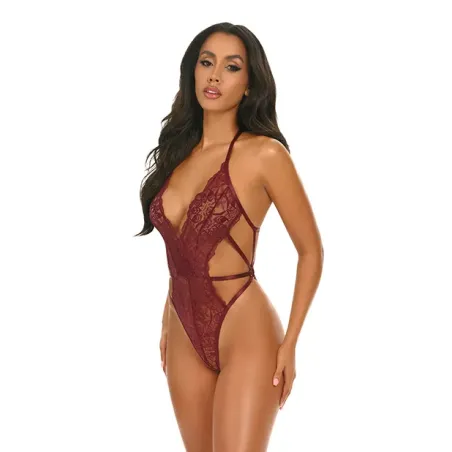 Lina Lace Halter Teddy with Ring Detail