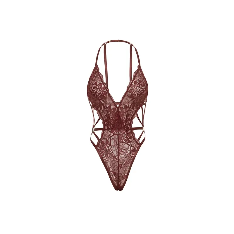 Lina Lace Halter Teddy with Ring Detail