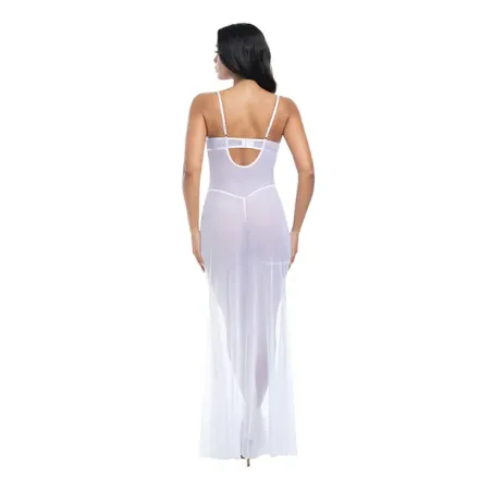 Dot Mesh Underwire Gown with Lace Garter Set