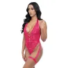 Kahlia Lace Halter Teddy with Garter Straps