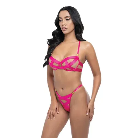 Raelynn Satin Strappy Underwire Bra and G-String Set