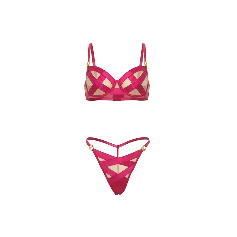Raelynn Satin Strappy Underwire Bra and G-String Set