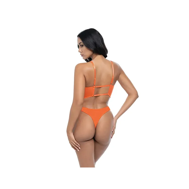 Amina Scallop Lace and Mesh Bralette with Panty Set