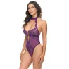 Kennedy Lace and Mesh Teddy with Halter Neckline