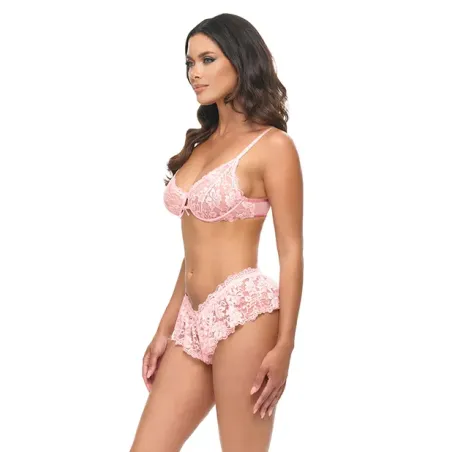 Leyla Lace and Mesh Underwire Bra Set