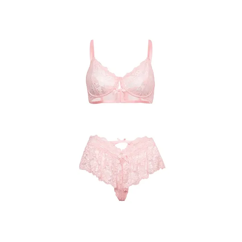 Leyla Lace and Mesh Underwire Bra Set