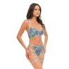 Emilia Floral Embroidered Teddy with Strapping Details and Attached Double Garter