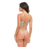 Emilia Floral Embroidered Teddy with Strapping Details and Attached Double Garter