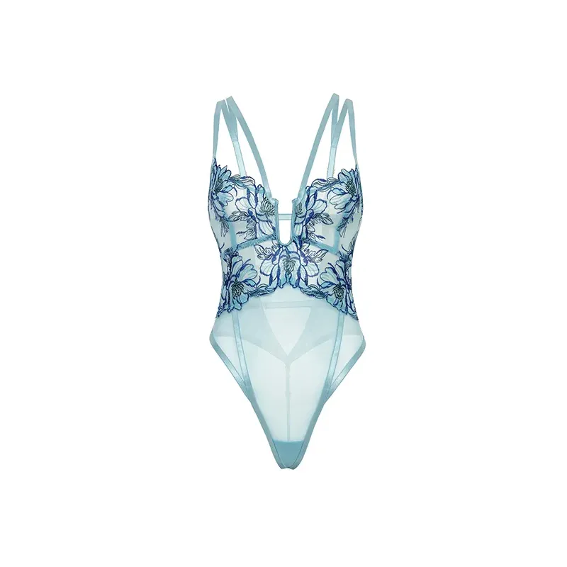Emilia Floral Embroidered Plunge Teddy