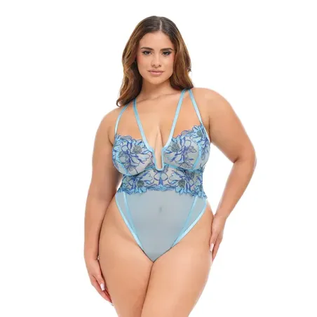 Emilia Floral Embroidered Plunge Teddy