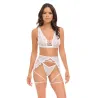 Naya Lace Three-Piece Bra Set with Garter Belt