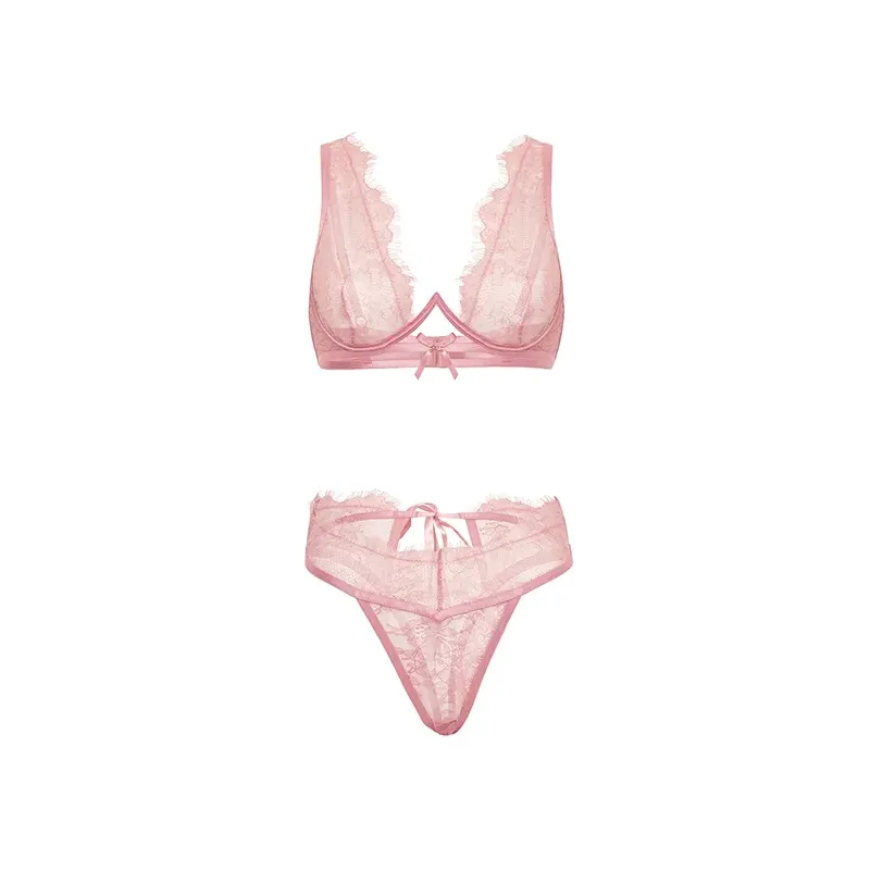 Beatriz Lace Underwire Bra Set with Open Back