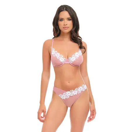 Glinda Mesh Bra Set with Floral Embroidered Trim