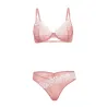 Glinda Mesh Bra Set with Floral Embroidered Trim