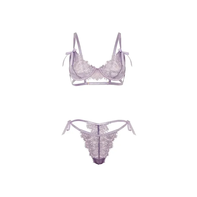 Dahlia Lace Bra and G-String Set with Decorative Ties