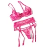 Julia Lace and Mesh Three-Piece Set with Garter Belt