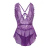 Harmony V-Plunge Lace and Mesh Babydoll with G-String