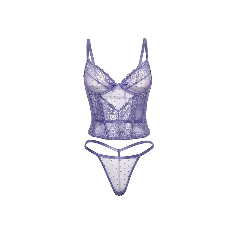 Vanessa Lace and Mesh Bustier with G-String