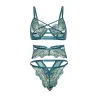 Daphne Lace Underwire 3-Piece Set with Embroidered Trim and Crossing Elastics