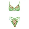 Cheri Underwire Embroidered Bra and Thong Set with Cherry Charm