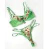 Cheri Underwire Embroidered Bra and Thong Set with Cherry Charm