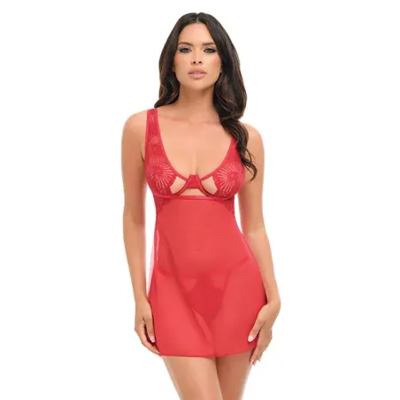 Tiana Sheer Lace Underwire Babydoll with G-String