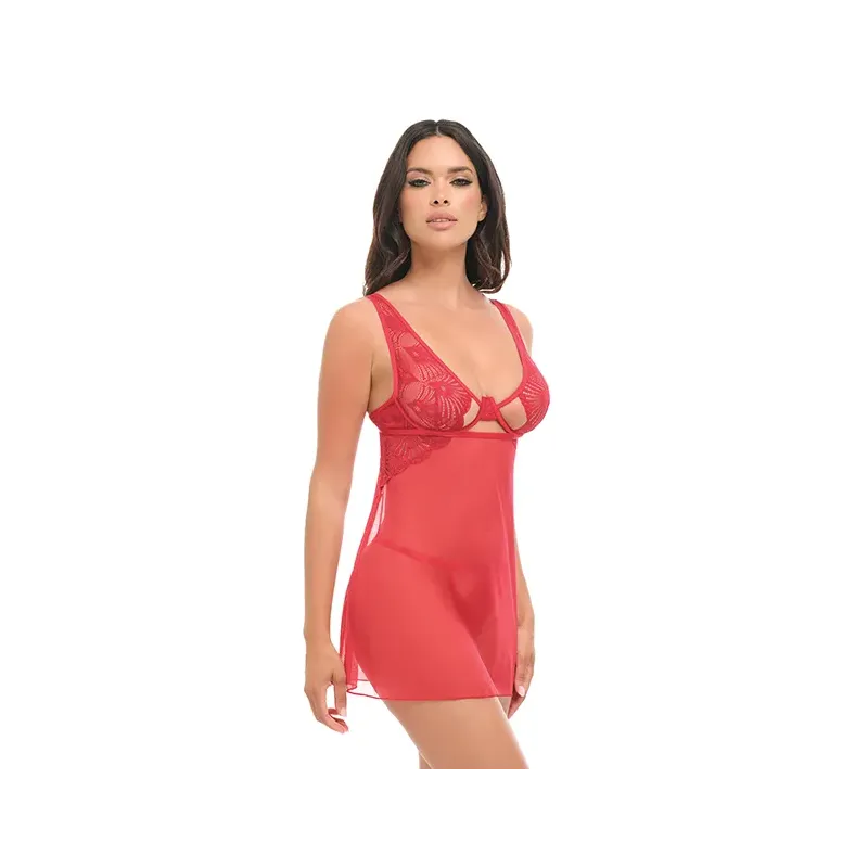 Tiana Sheer Lace Underwire Babydoll with G-String