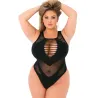 Low Blow Cut-Out Bodysuit with Fishnet Panels