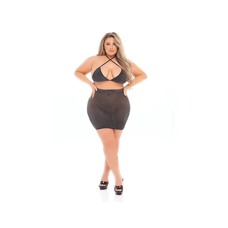 Cherry Strap Halter Bra and Skirt Set