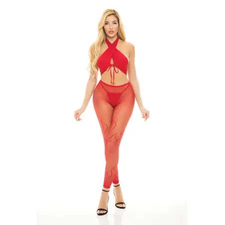 Halter Bra, Pantyhose and G-String Set