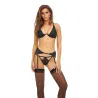 Lace Exposed Wire Bra, Garter Belt and G-String Set