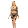 Fishnet Top, Garter Skirt and G-String Three-Piece Set