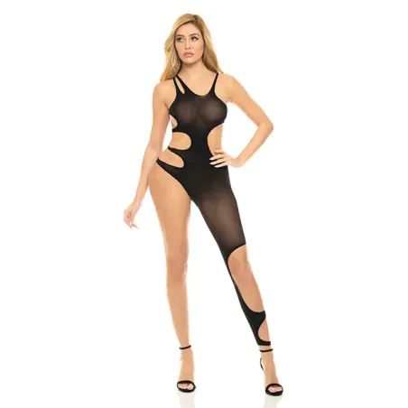 Cut Out Bodystocking in Black