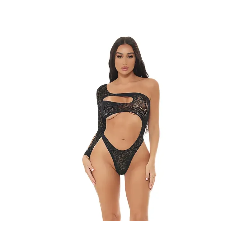 One Shoulder Teddy in Nylon and Spandex