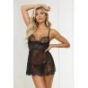Floral Eyelash Lace Underwire Babydoll with Thong
