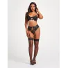 Scalloped Lace Three-Piece Set with Gold Chain Detail