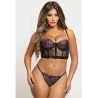 Floral Lace Mesh Underwire Bustier with Thong