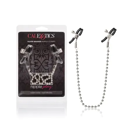 Silver Beaded Nipple Clamps with Adjustable Screw Grip