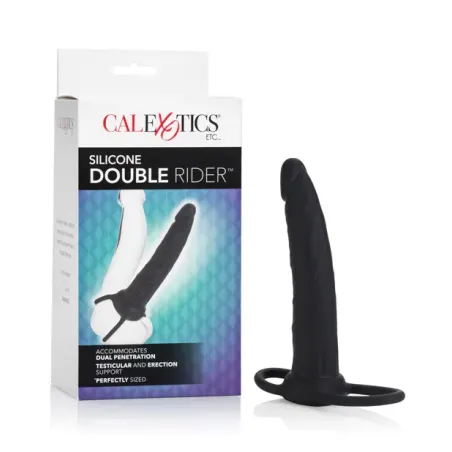 Double Penetration Silicone Dong with Dual Support Rings