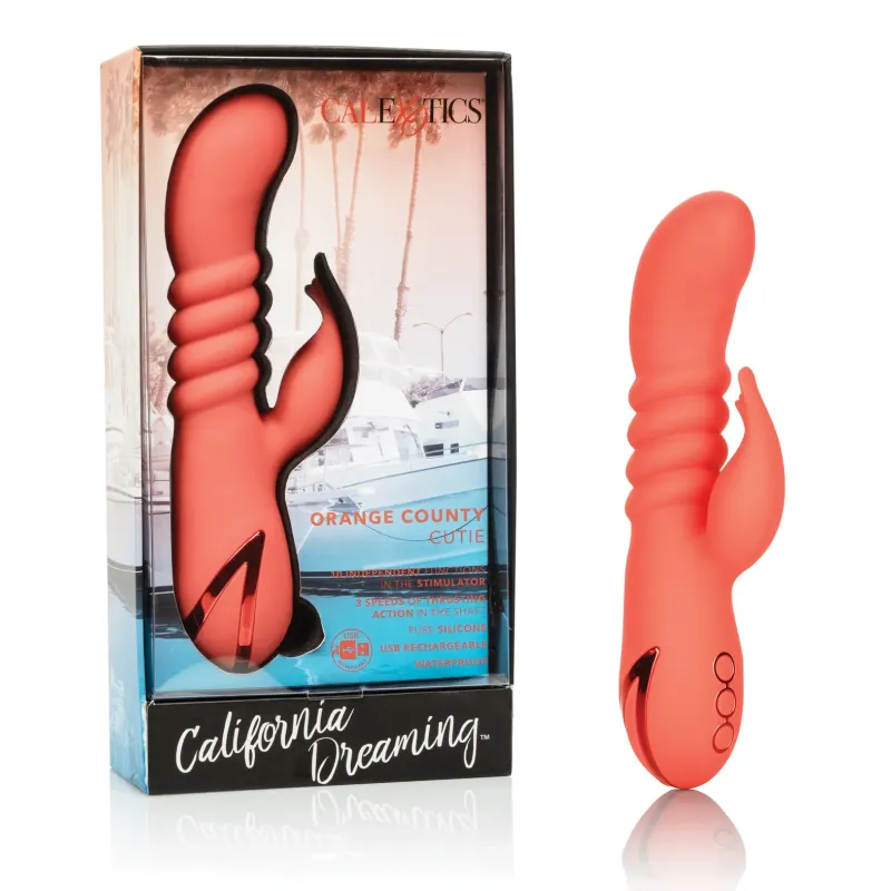 Rabbit Vibrator with Thrusting Shaft and Flickering Stimulator