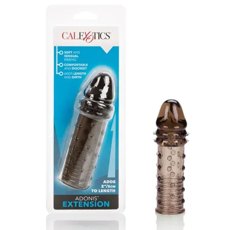 Adonis Vibrating Penis Extension with Texture Ridges in Smoke